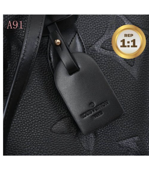 1:1 Replica Louis Vuitton Onthego MM Monogram Empreinte Tote Bag Black For Women 35cm LV M45595