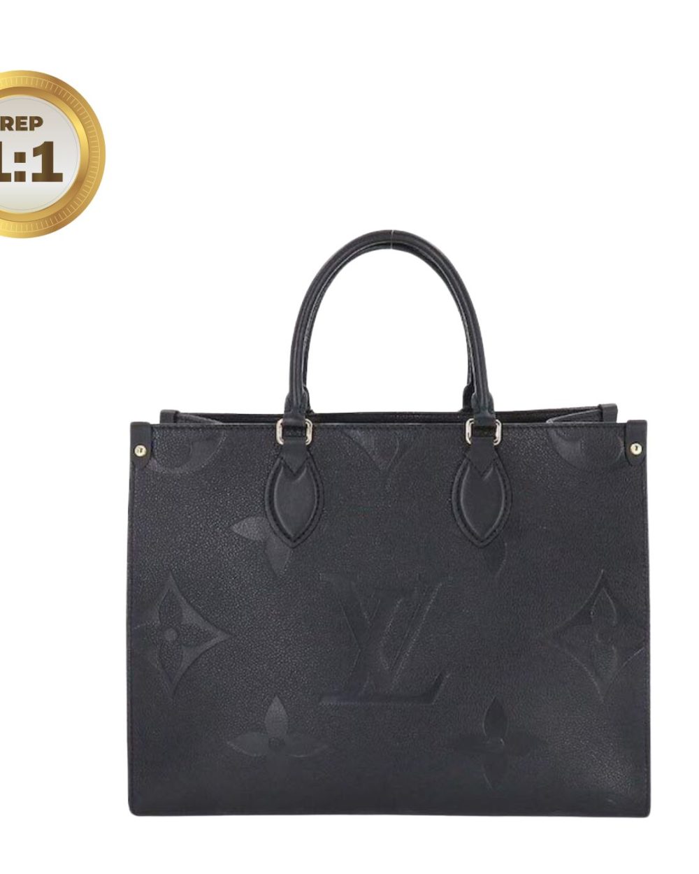 1:1 Replica Louis Vuitton Onthego MM Monogram Empreinte Tote Bag Black For Women 35cm LV M45595