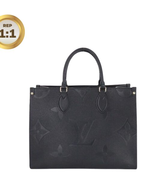 1:1 Replica Louis Vuitton Onthego MM Monogram Empreinte Tote Bag Black For Women 35cm LV M45595