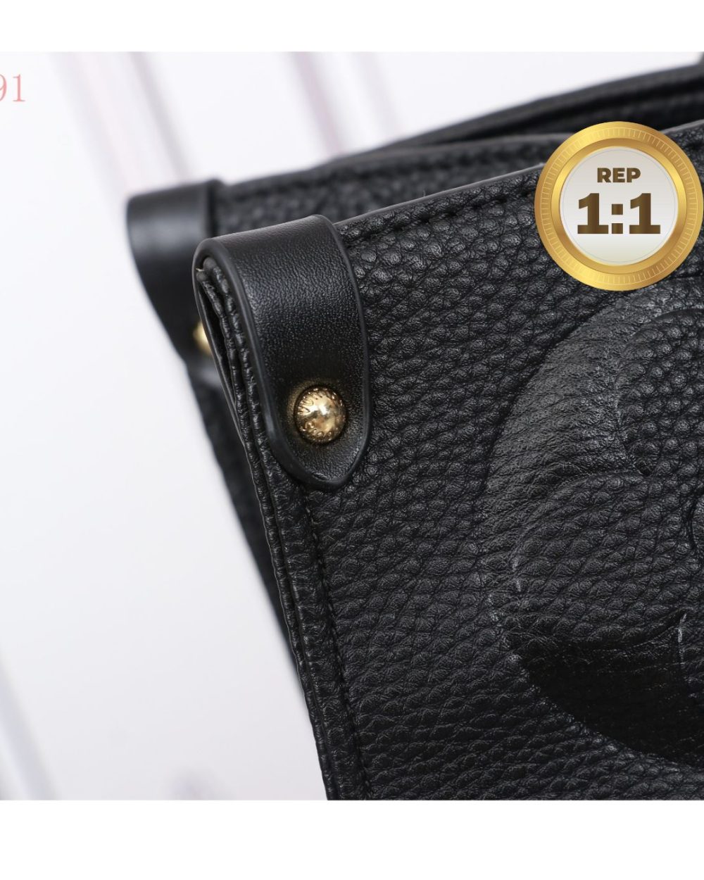 1:1 Replica Louis Vuitton Onthego MM Monogram Empreinte Tote Bag Black For Women 35cm LV M45595