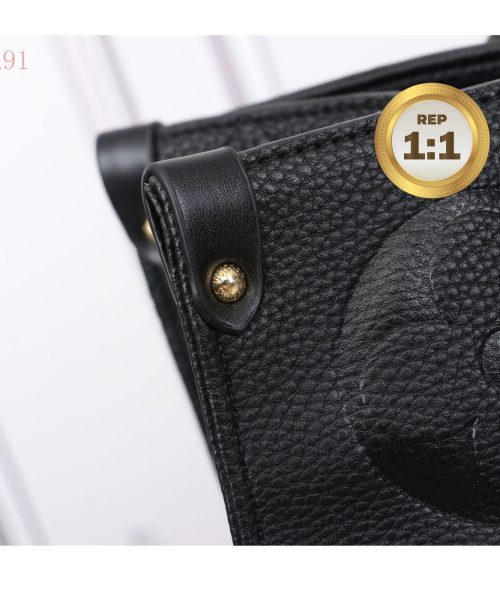 1:1 Replica Louis Vuitton Onthego MM Monogram Empreinte Tote Bag Black For Women 35cm LV M45595