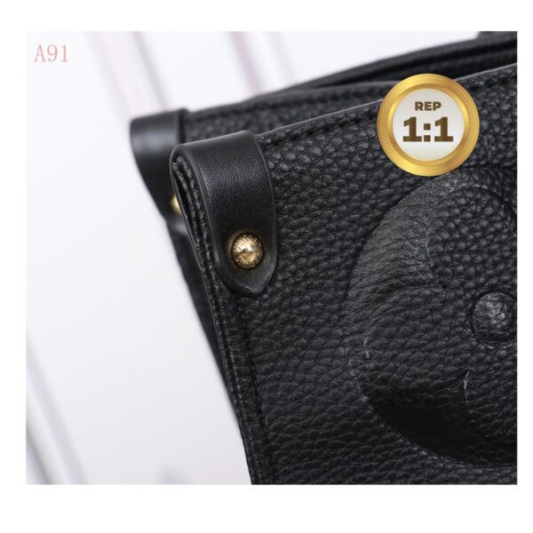 1:1 Replica Louis Vuitton Onthego MM Monogram Empreinte Tote Bag Black For Women 35cm LV M45595