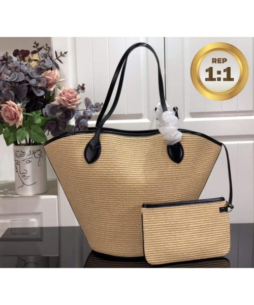 1:1 Replica Louis Vuitton Saint Jacques Raffia Black For Women 22.4in/57cm LV M59808