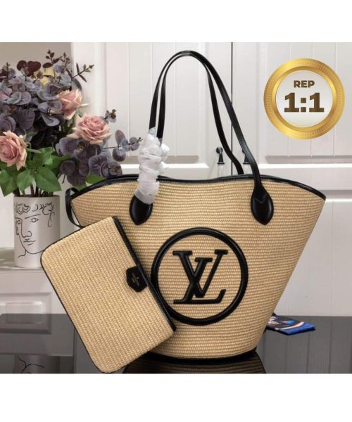 1:1 Replica Louis Vuitton Saint Jacques Raffia Black For Women 22.4in/57cm LV M59808