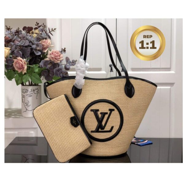 1:1 Replica Louis Vuitton Saint Jacques Raffia Black For Women 22.4in/57cm LV M59808