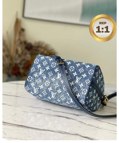 1:1 Replica Louis Vuitton Speedy Bandouliere 25 Monogram Denim Jacquard Navy Blue 9.8in/25cm LV M59609