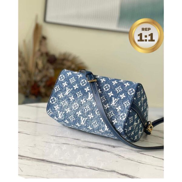 1:1 Replica Louis Vuitton Speedy Bandouliere 25 Monogram Denim Jacquard Navy Blue 9.8in/25cm LV M59609