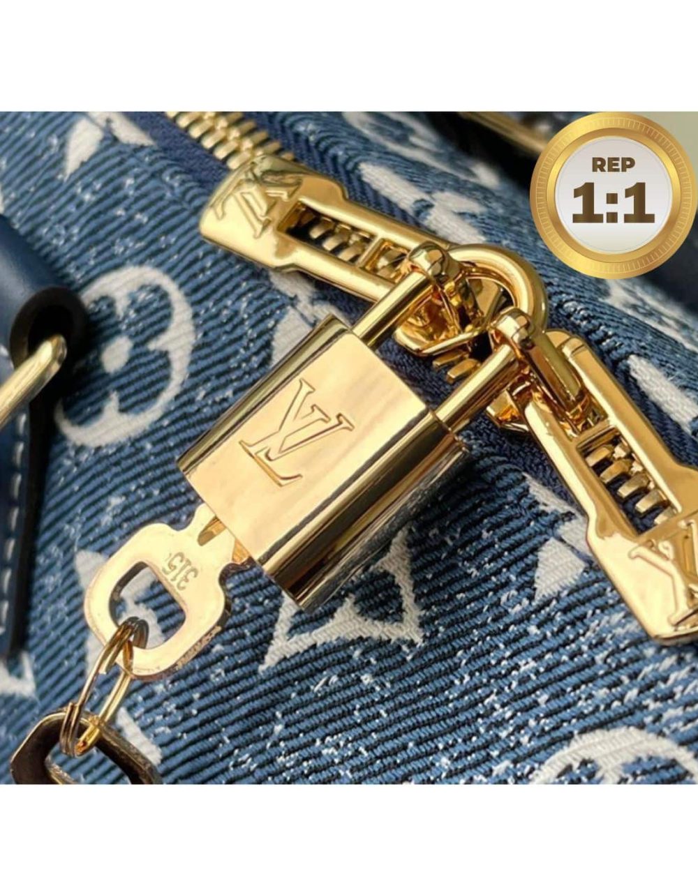 1:1 Replica Louis Vuitton Speedy Bandouliere 25 Monogram Denim Jacquard Navy Blue 9.8in/25cm LV M59609