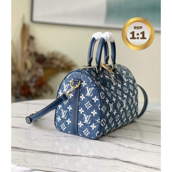 1:1 Replica Louis Vuitton Speedy Bandouliere 25 Monogram Denim Jacquard Navy Blue 9.8in/25cm LV M59609
