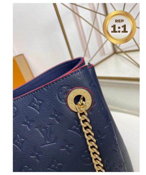 1:1 Replica Louis Vuitton Surene MM Monogram Empreinte Navy Blue/Red For Women 14.6in/37cm M43759