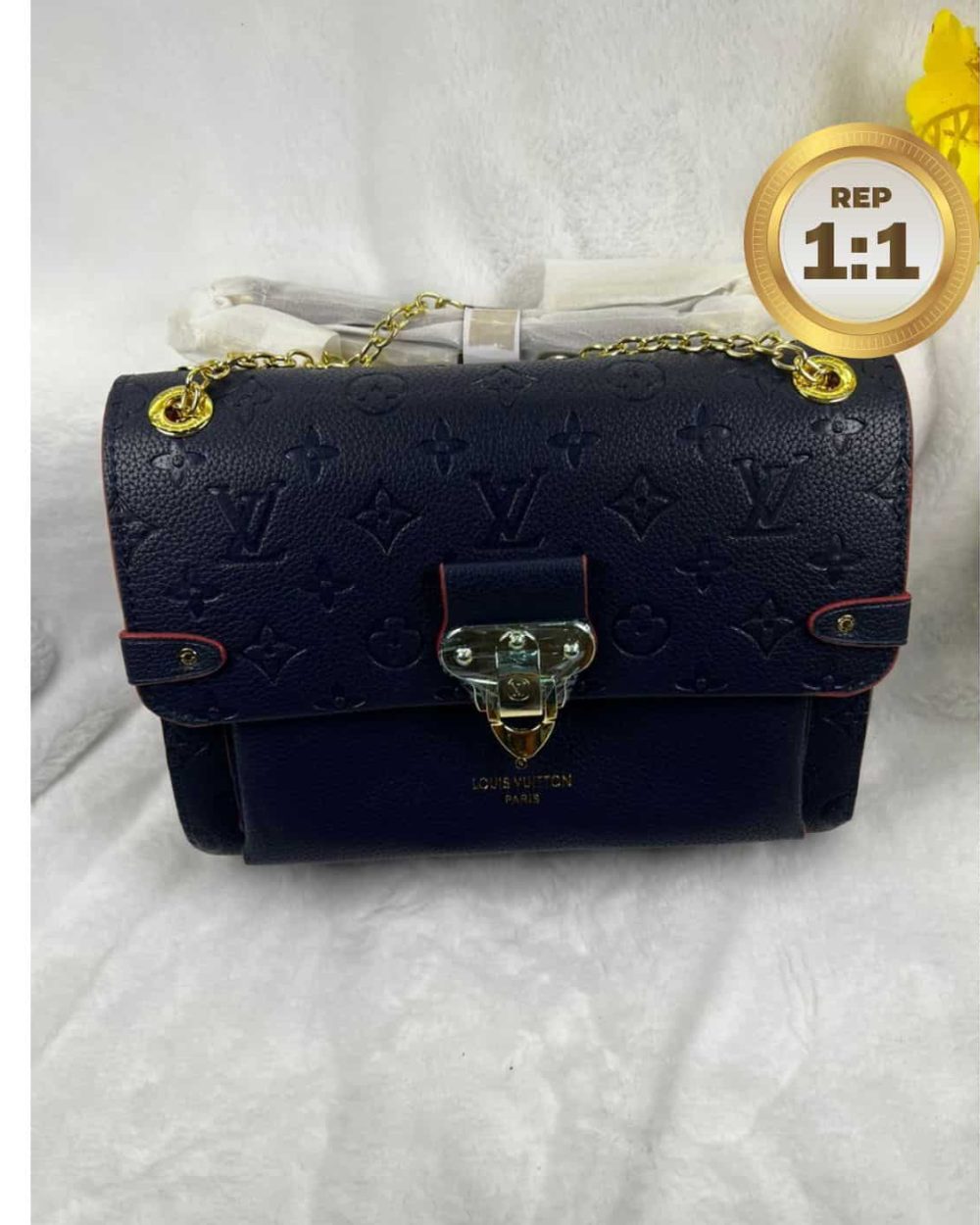 1:1 Replica Louis Vuitton Vavin MM Monogram Empreinte Navy Blue For Women 9.8in/25cm LV M43925