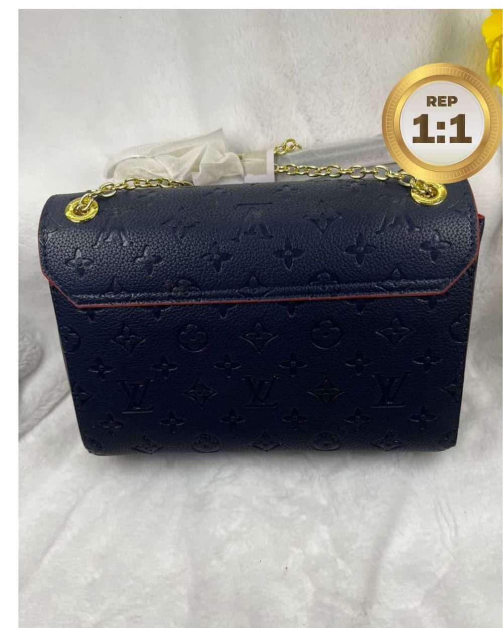 1:1 Replica Louis Vuitton Vavin MM Monogram Empreinte Navy Blue For Women 9.8in/25cm LV M43925