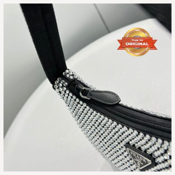 1:1 Replica Prada Satin Mini-Bag With Crystals Silver For Women 8.6in/22cm 1BC515_2AWL_F0T7O_V_OOO