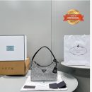 1:1 Replica Prada Satin Mini-Bag With Crystals Silver For Women 8.6in/22cm 1BC515_2AWL_F0T7O_V_OOO