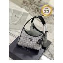 1:1 Replica Prada Satin Mini-Bag With Crystals Silver For Women 8.6in/22cm 1BC515_2AWL_F0T7O_V_OOO