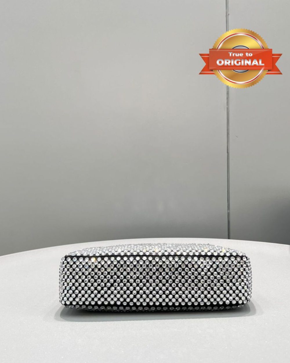 1:1 Replica Prada Satin Mini-Bag With Crystals Silver For Women 8.6in/22cm 1BC515_2AWL_F0T7O_V_OOO