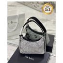 1:1 Replica Prada Satin Mini-Bag With Crystals Silver For Women 8.6in/22cm 1BC515_2AWL_F0T7O_V_OOO