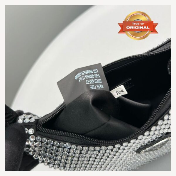 1:1 Replica Prada Satin Mini-Bag With Crystals Silver For Women 8.6in/22cm 1BC515_2AWL_F0T7O_V_OOO
