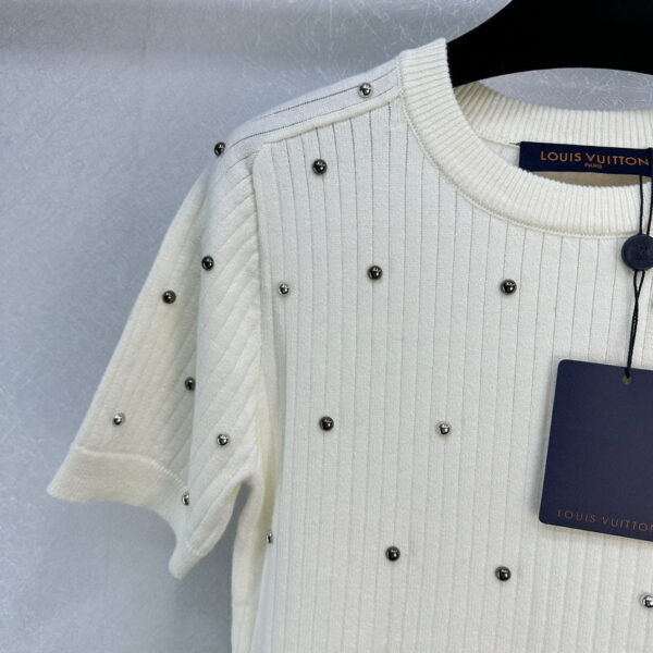 Rhinestone Ribbed Knit Dress White For Women 1ABRMU