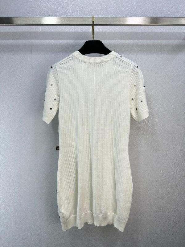 Rhinestone Ribbed Knit Dress White For Women 1ABRMU