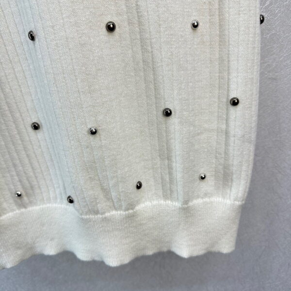 Rhinestone Ribbed Knit Dress White For Women 1ABRMU