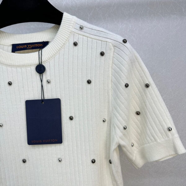 Rhinestone Ribbed Knit Dress White For Women 1ABRMU