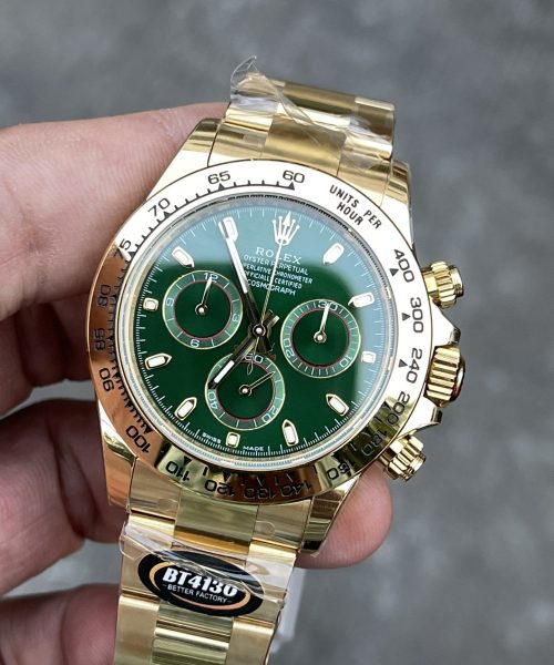 Rolex Cosmograph Daytona 40mm Gold Toned For Men Green Dial Gold Case And Bracelet 1454244