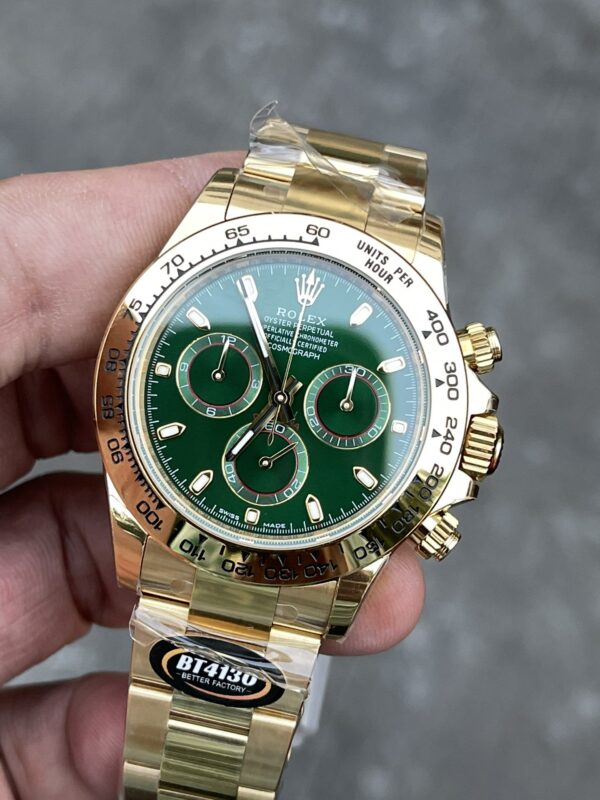 Rolex Cosmograph Daytona 40mm Gold Toned For Men Green Dial Gold Case And Bracelet 1454244