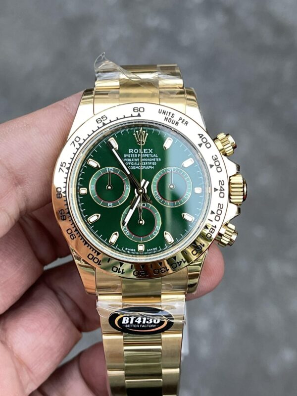 Rolex Cosmograph Daytona 40mm Gold Toned For Men Green Dial Gold Case And Bracelet 1454244