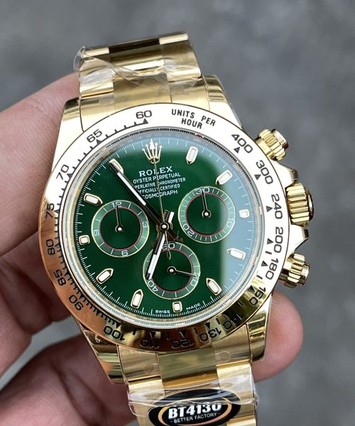 Rolex Cosmograph Daytona 40mm Gold Toned For Men Green Dial Gold Case And Bracelet 1454244