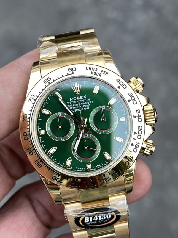 Rolex Cosmograph Daytona 40mm Gold Toned For Men Green Dial Gold Case And Bracelet 1454244