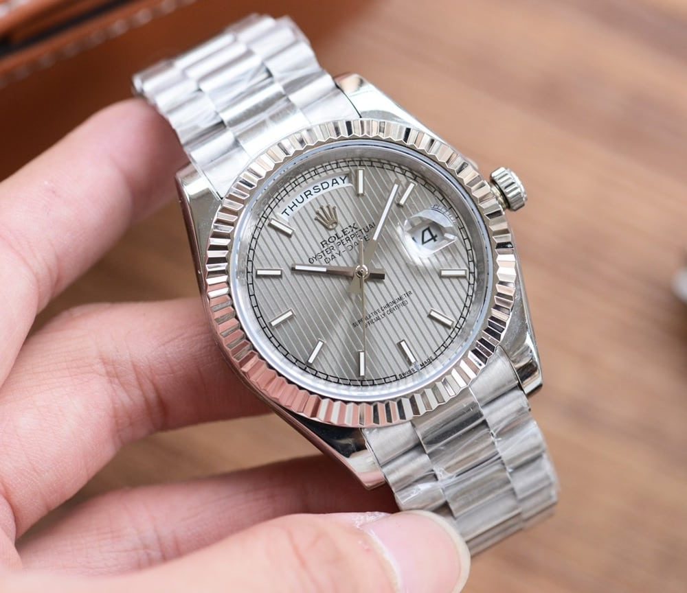 Rolex Daydate 41 Silver Toned For Men
