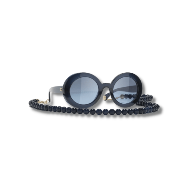[REP 1:1] Round Sunglasses Dark Blue And Gold For Women A71512 X08101 S0312