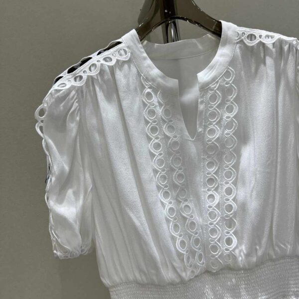 Ruffle Silk Dress White For Women