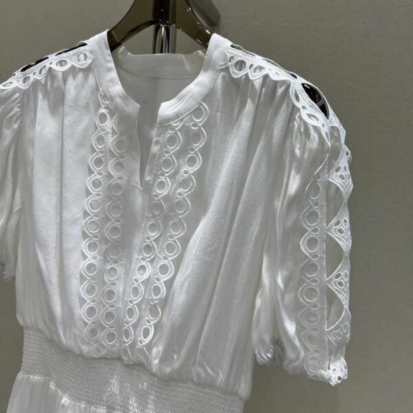 Ruffle Silk Dress White For Women