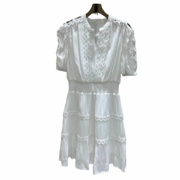 Ruffle Silk Dress White For Women