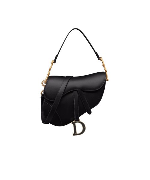 1:1 Replica Saddle Bag With Strap Black Smooth For Women M0455CWGC_M900 10in/25.4cm