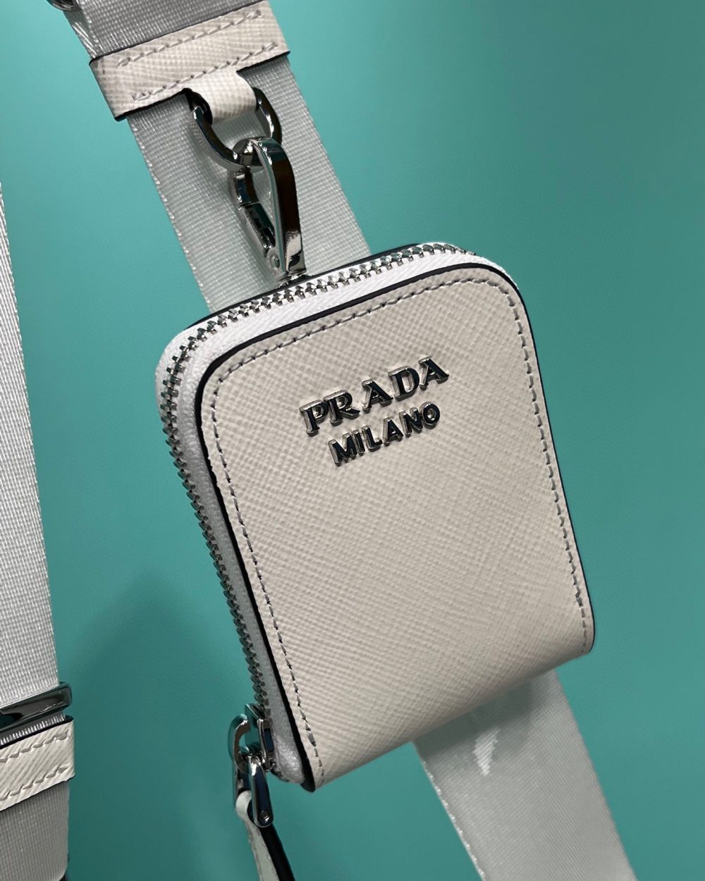 Saffiano Mini Envelope Bag In White For Women 7.8 in/ 20cm 1BP020_2EVU_F0009_V_N2O