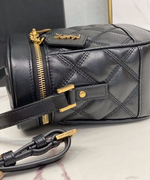 [REP 1:1] Saint Laurent 80's Vanity Bag In Carré-Quilted Grain De Poudre Black For Women 6.4in/16.5cm YSL 649779DME271000