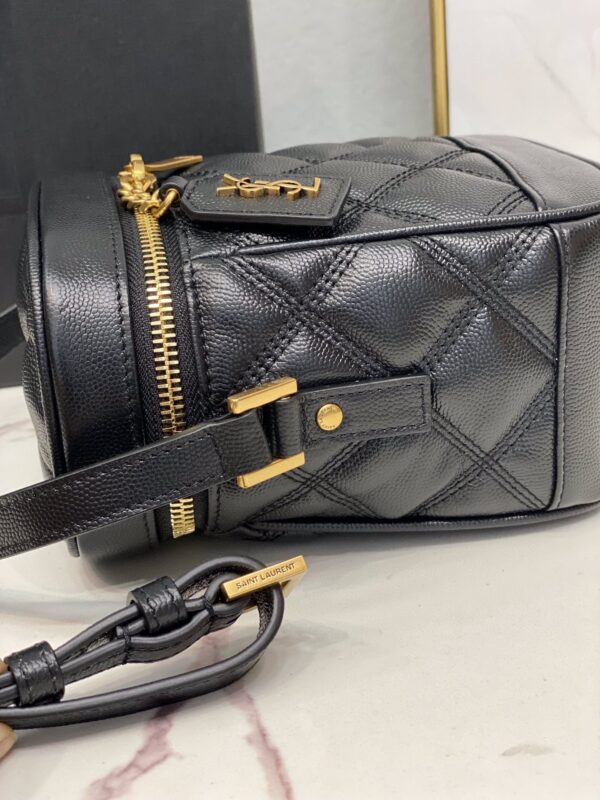 [REP 1:1] Saint Laurent 80's Vanity Bag In Carré-Quilted Grain De Poudre Black For Women 6.4in/16.5cm YSL 649779DME271000
