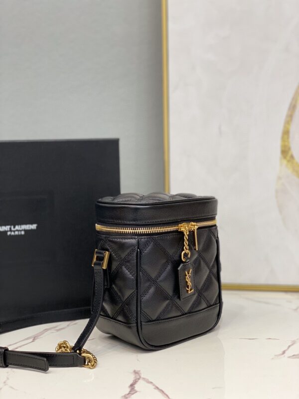 [REP 1:1] Saint Laurent 80's Vanity Bag In Carré-Quilted Grain De Poudre Black For Women 6.4in/16.5cm YSL 649779DME271000