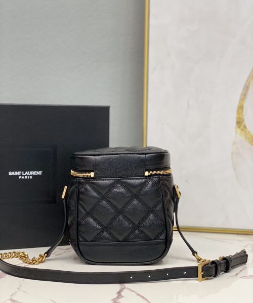 [REP 1:1] Saint Laurent 80's Vanity Bag In Carré-Quilted Grain De Poudre Black For Women 6.4in/16.5cm YSL 649779DME271000