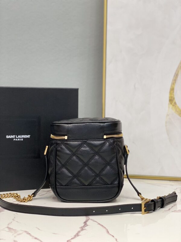 [REP 1:1] Saint Laurent 80's Vanity Bag In Carré-Quilted Grain De Poudre Black For Women 6.4in/16.5cm YSL 649779DME271000