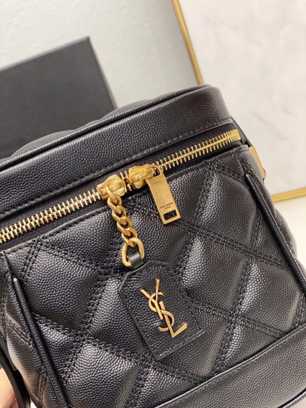 [REP 1:1] Saint Laurent 80's Vanity Bag In Carré-Quilted Grain De Poudre Black For Women 6.4in/16.5cm YSL 649779DME271000