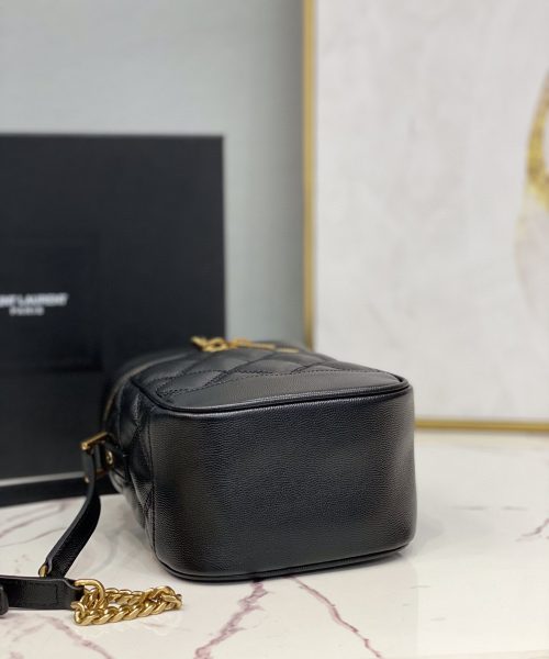[REP 1:1] Saint Laurent 80's Vanity Bag In Carré-Quilted Grain De Poudre Black For Women 6.4in/16.5cm YSL 649779DME271000