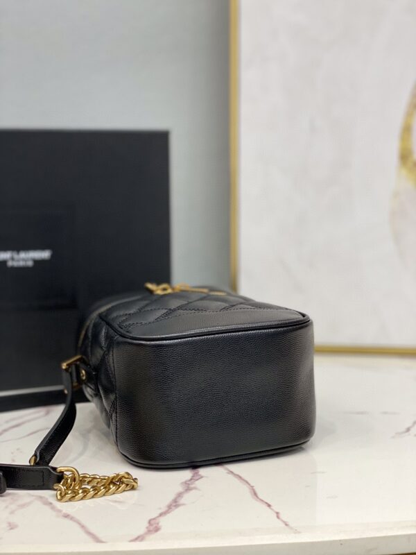 [REP 1:1] Saint Laurent 80's Vanity Bag In Carré-Quilted Grain De Poudre Black For Women 6.4in/16.5cm YSL 649779DME271000