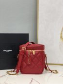 [REP 1:1] Saint Laurent 80's Vanity Bag In Carré-Quilted Grain De Poudre Red For Women 6.4in/16.5cm YSL 649779DME276805