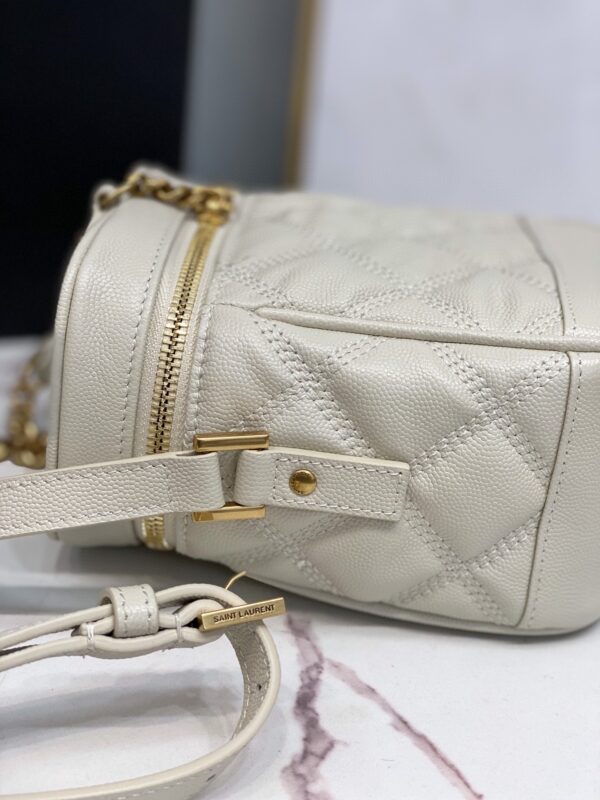 [REP 1:1] Saint Laurent 80's Vanity Bag In Carré-Quilted Grain De Poudre White For Women 6.4in/16.5cm YSL 649779DME279207