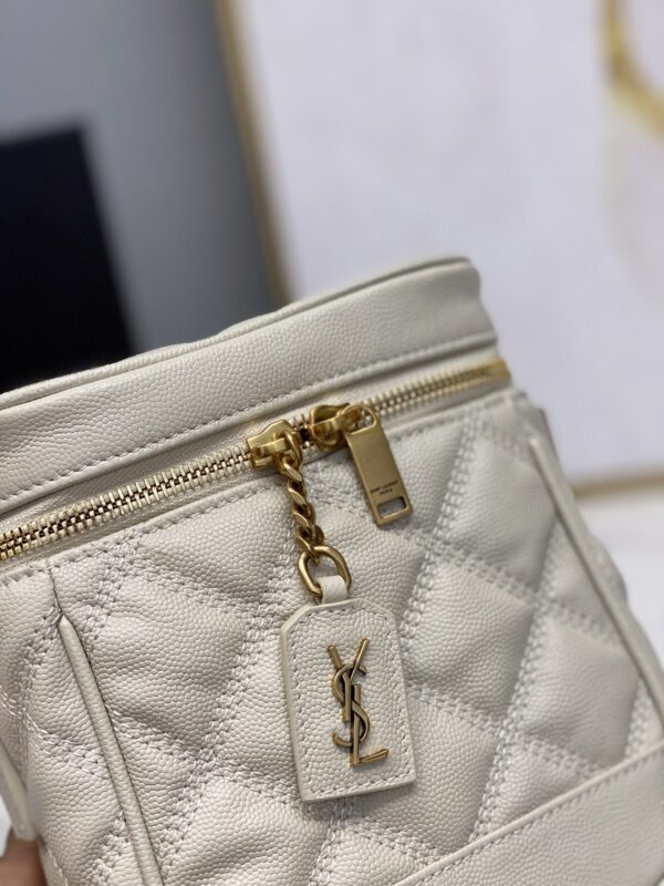[REP 1:1] Saint Laurent 80's Vanity Bag In Carré-Quilted Grain De Poudre White For Women 6.4in/16.5cm YSL 649779DME279207