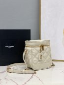 [REP 1:1] Saint Laurent 80's Vanity Bag In Carré-Quilted Grain De Poudre White For Women 6.4in/16.5cm YSL 649779DME279207